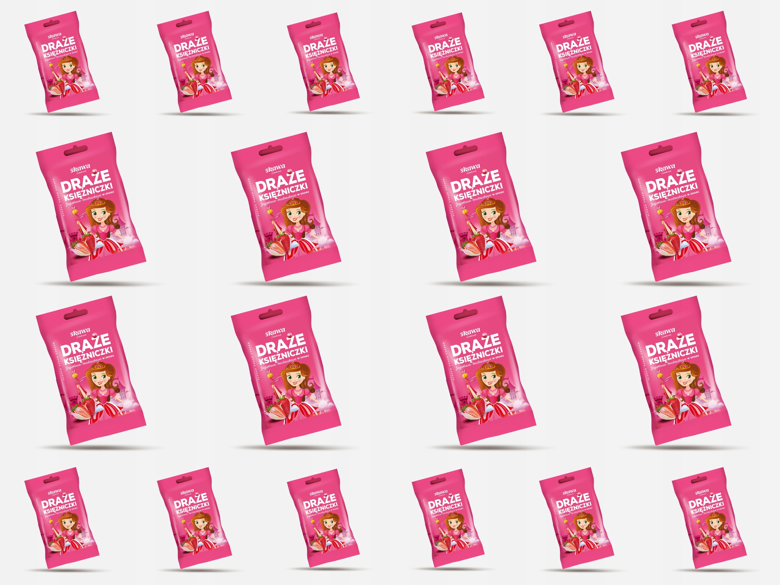 Sada Dražé Jogurtovo-jahodové princezny 70gx20,hráškové