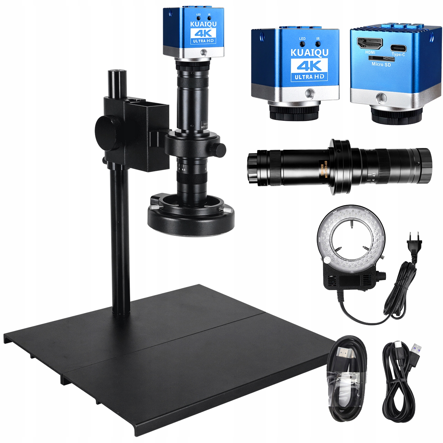 Mikroskop Cyfrowy 4K 215X Elektroniczny 60MP Hdmi Typ C Z Metalową Podstawą