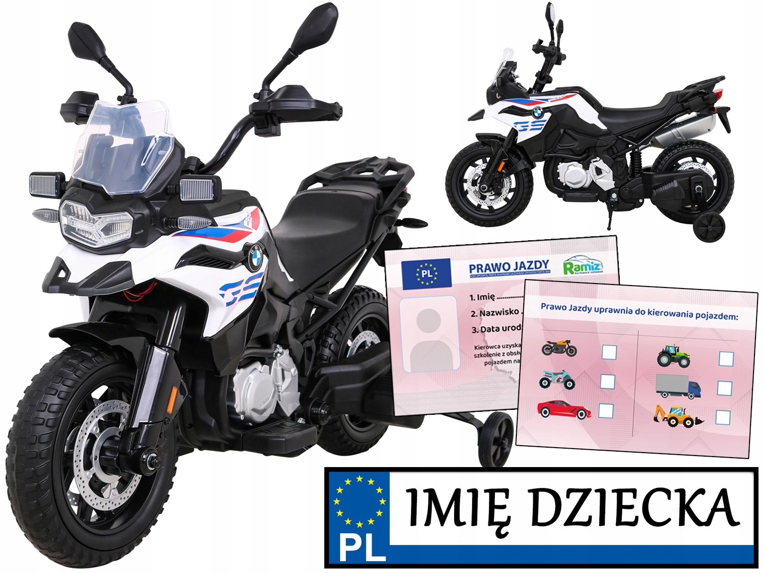 duży motorek elektryczny dla dzieci Motor na akumulator Bmw F850 pianka