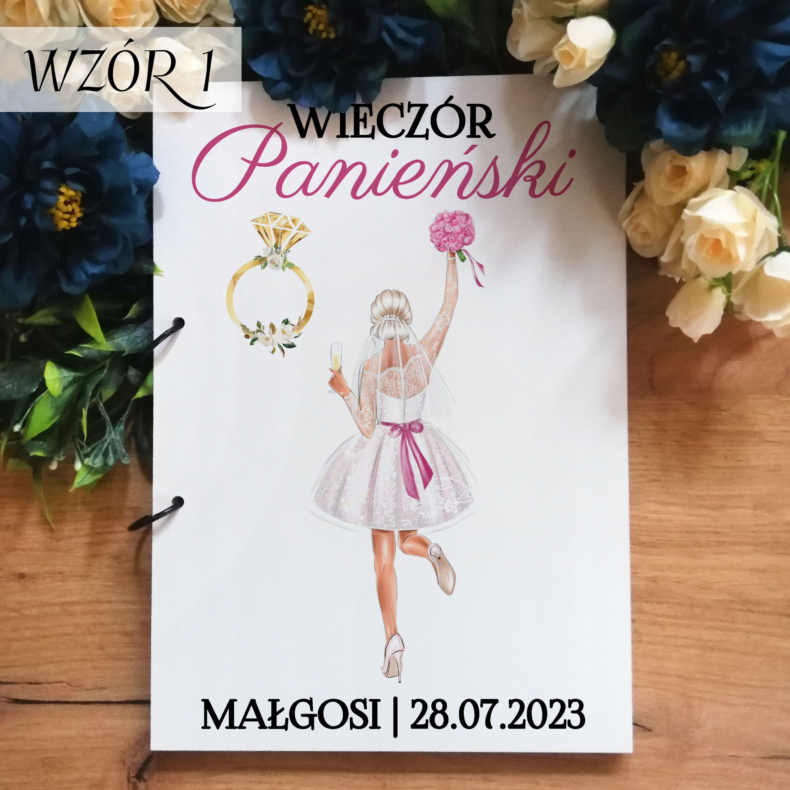 BIAŁY FOTO ALBUM WIECZÓR PANIEŃSKI + IMIĘ DATA PREZENT ŚLUB TEAM BRIDE Marka inna