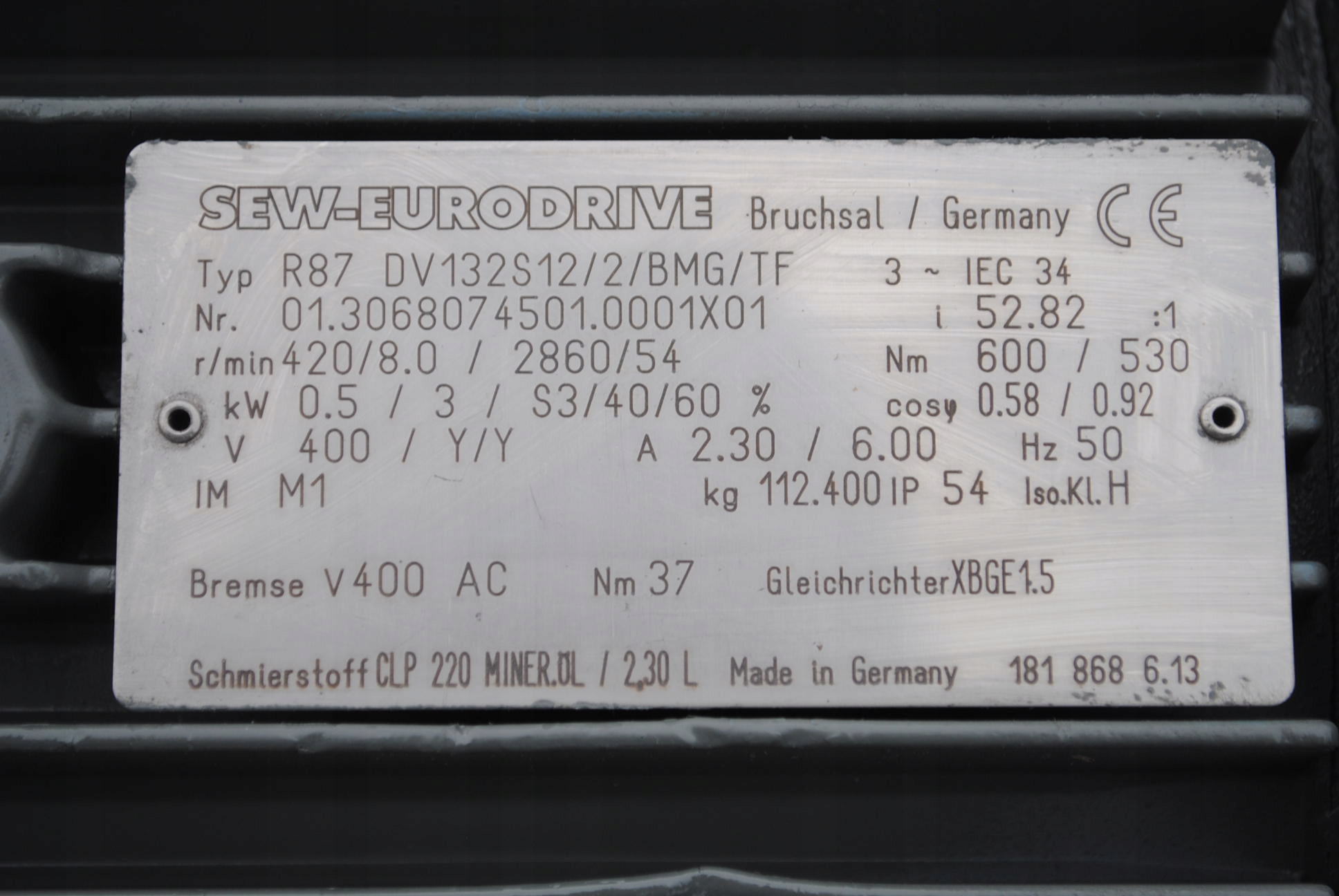 Motoreduktor dwubiegowy 0.5/3kw 8/54obr. Firmy sew Marka SEW Eurodrive