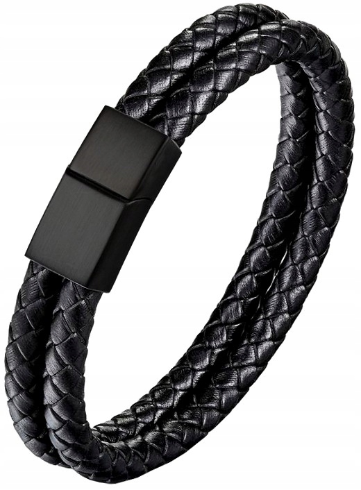 

Bransoletka skórzana rzemień męska stal szlachetna