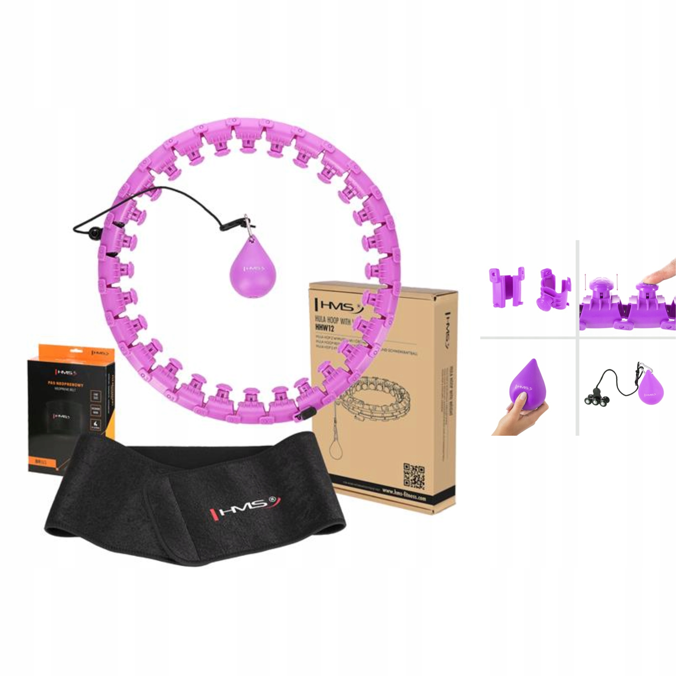 Hula Hoop Hms Magnetické s výstupky a zeštíhlujícím pásem pro fitness