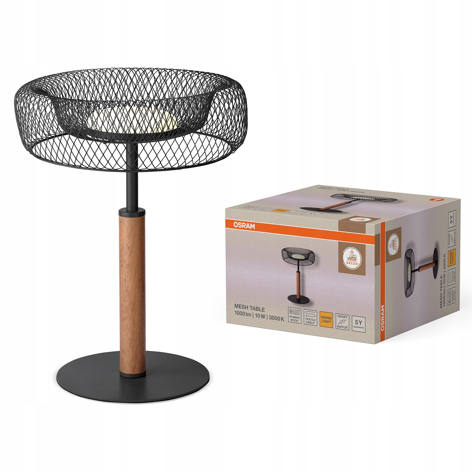 Dekoratívna stolová lampa 10W 640lm 3000K 110° čierna Decor Mesh Osram