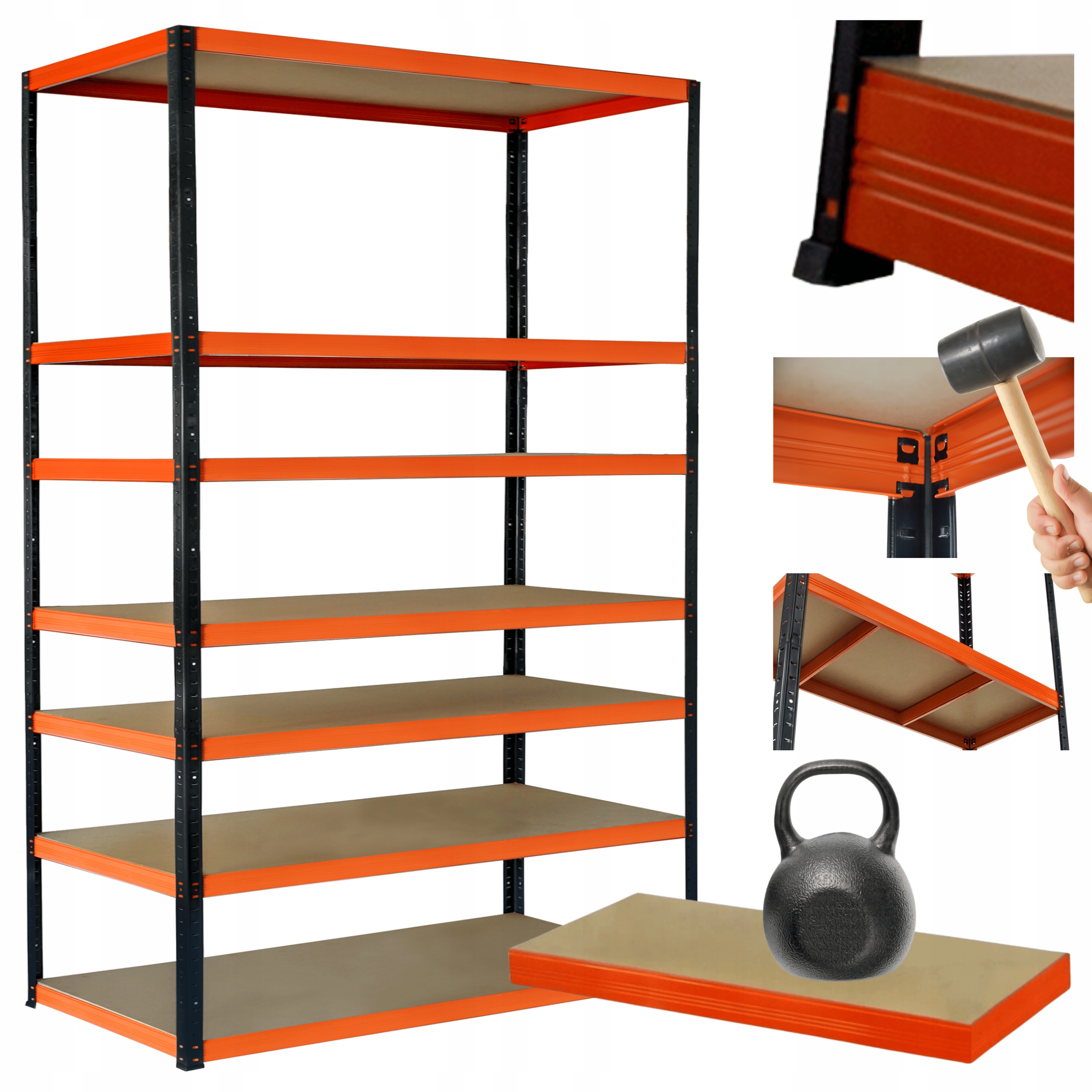 Regał metalowy magazynowy stojak Helios 270x180x40cm 7Px175kg Szeroki Mocny