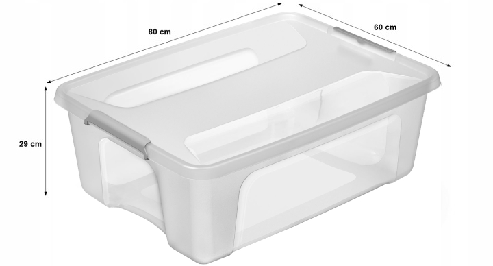 Pojemnik 96l duży plastikowy 80×60×29 cm na zabawki z pokrywą pod łóżko