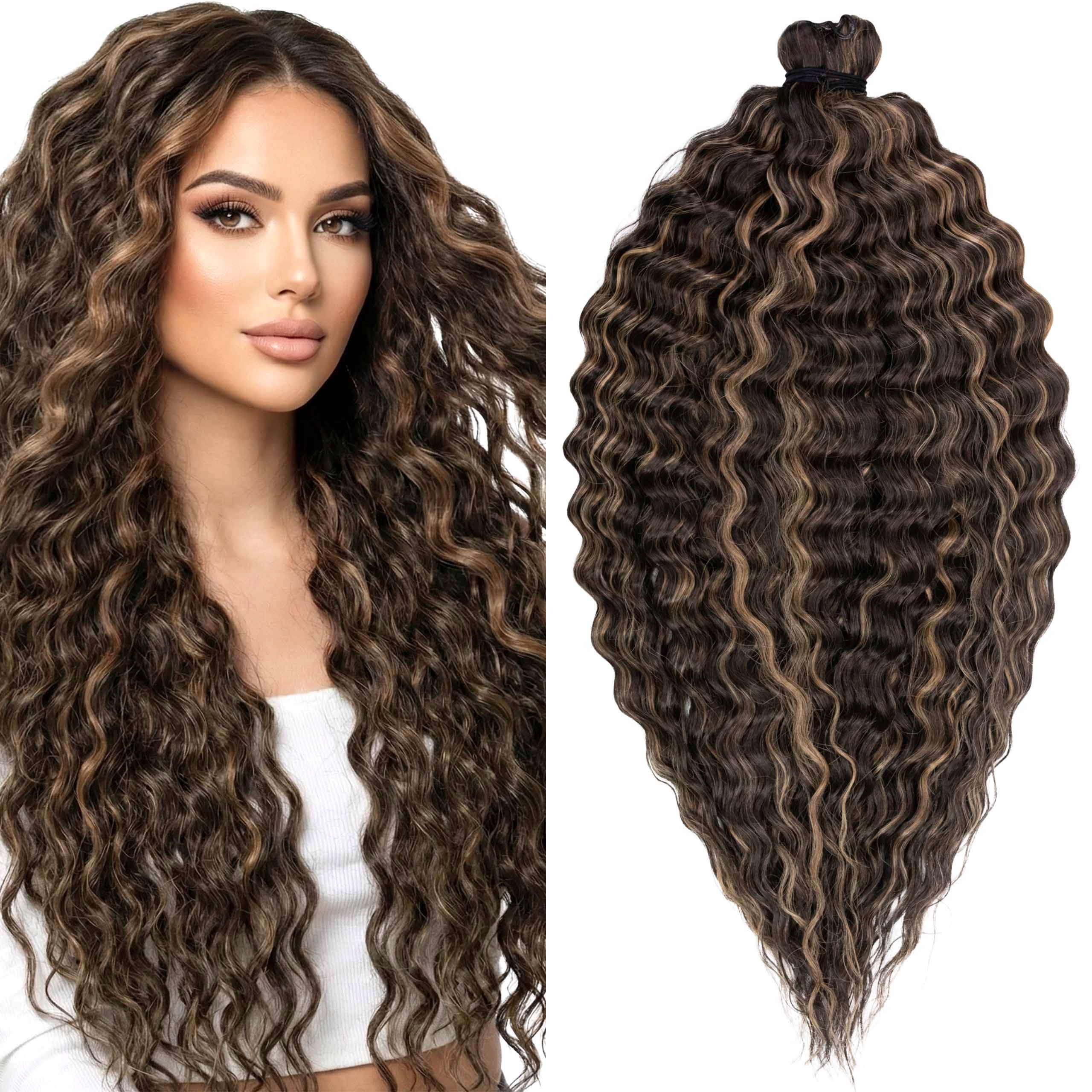 Włosy syntetyczne sztuczne Afroloki Arielki Pro 55cm 300g brąz pasemka