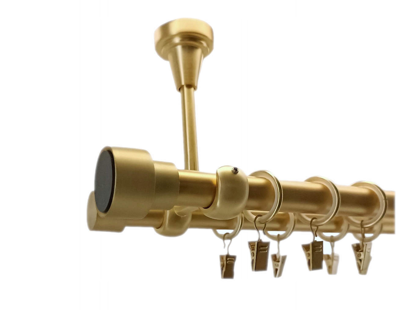 Garnýž Dvojitá Stropní Karniš Kovový mosaz mat mix koncovek 19+19 mm 300 cm