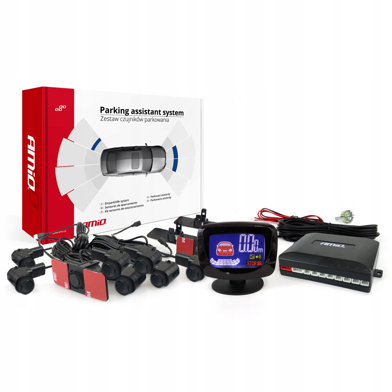 Светодиодные датчики парковки заднего хода-граф 8шт.Черный