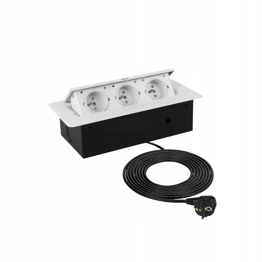 Gamet, Zásuvka zapustená, otvárateľná Kombi Box, biela, kábel 1,5 m