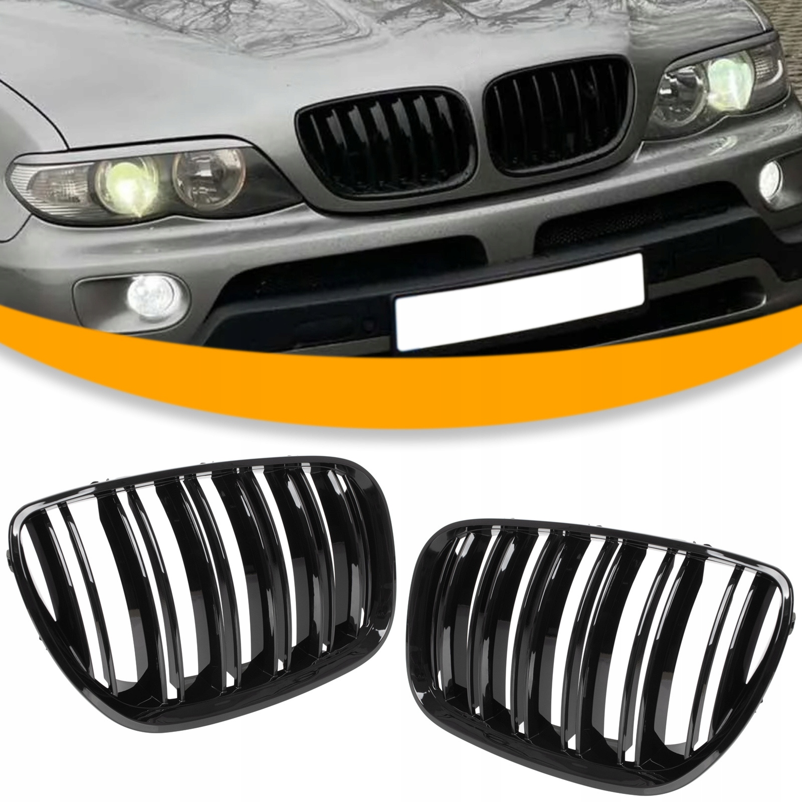 ATRAPA NERKI GRILL CZARNY POŁYSK do BMW X5 E53 04-06 LCI POLIFT