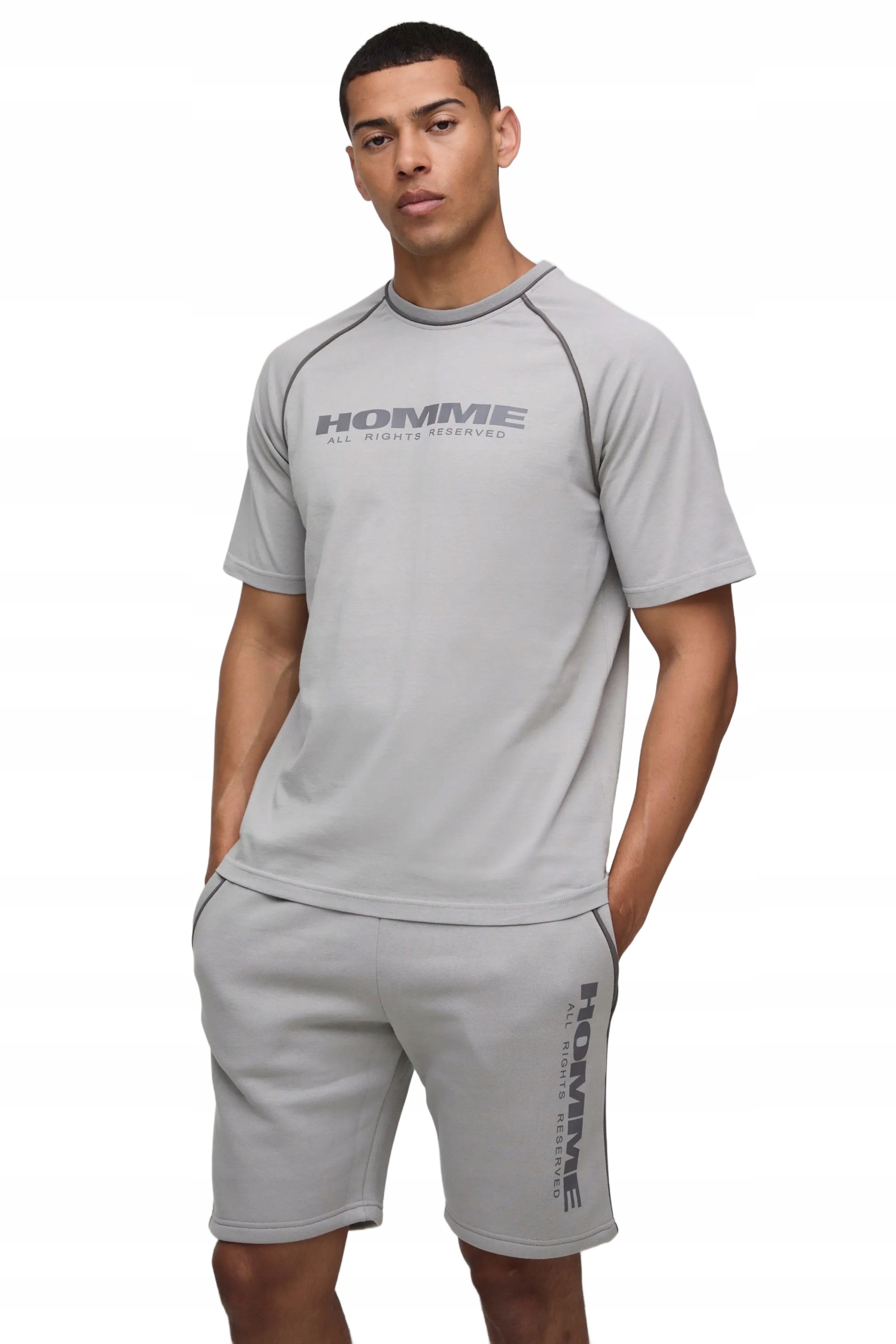 Boohooman Pánský Set Šedý S Nápisem Homme Bavlna Polyester S Z3A