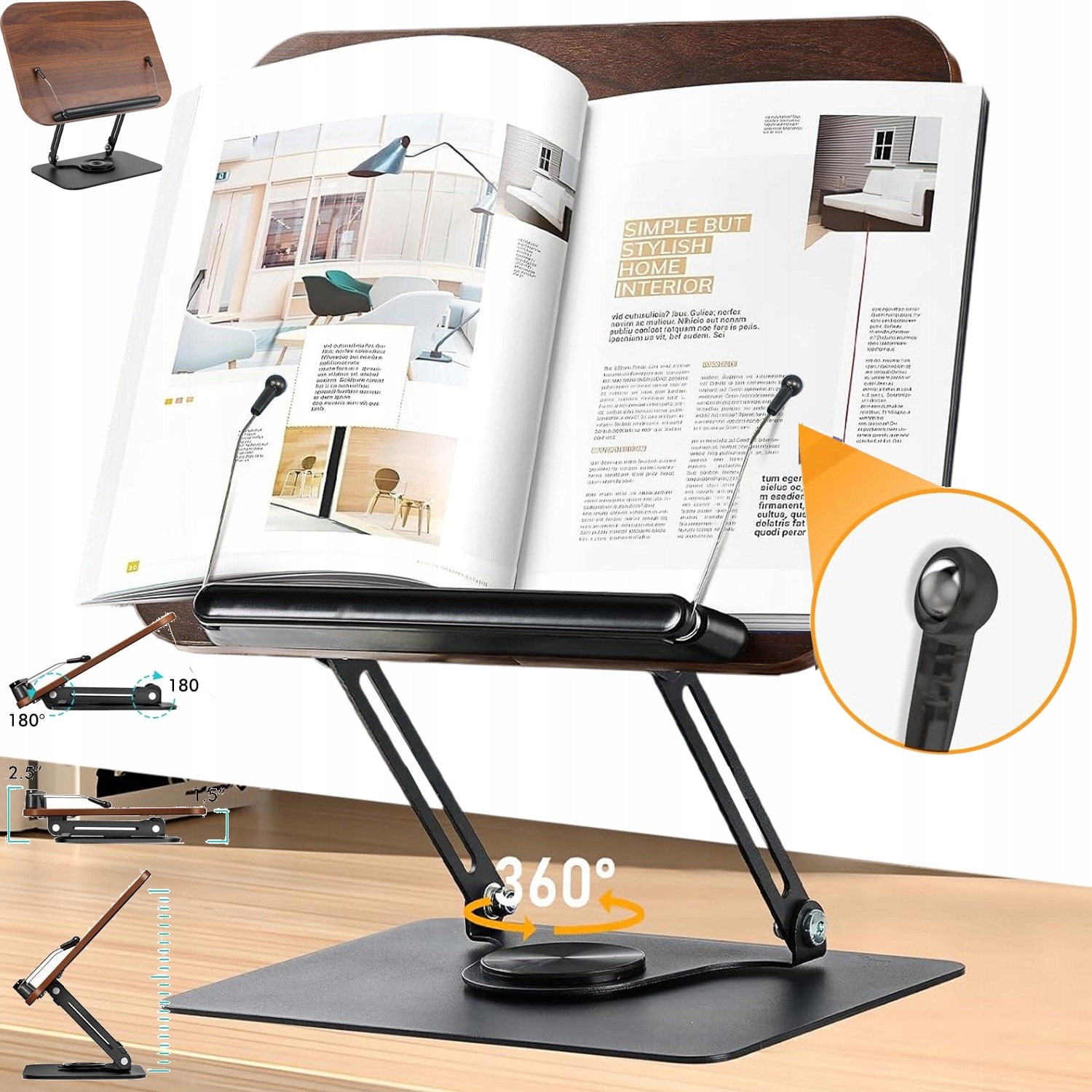 Podstavec Pod Knihu Stojan Podpěra Na Tablet Pro Čtení Otočný O 360°