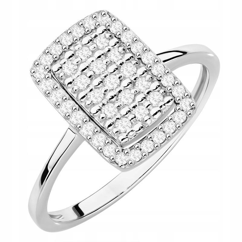 Zlatý Prstýnek pr. 585 Obdélníkový Briliantový diamant 0,27 ct 14k