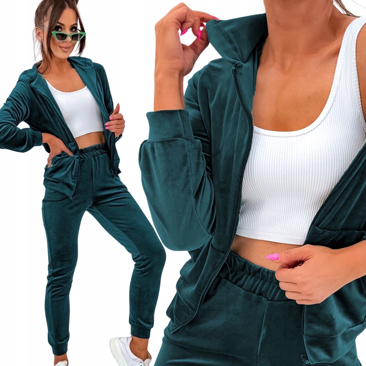 Elegantní teplákovka mikina na zip s kapucí kalhoty 829 XL