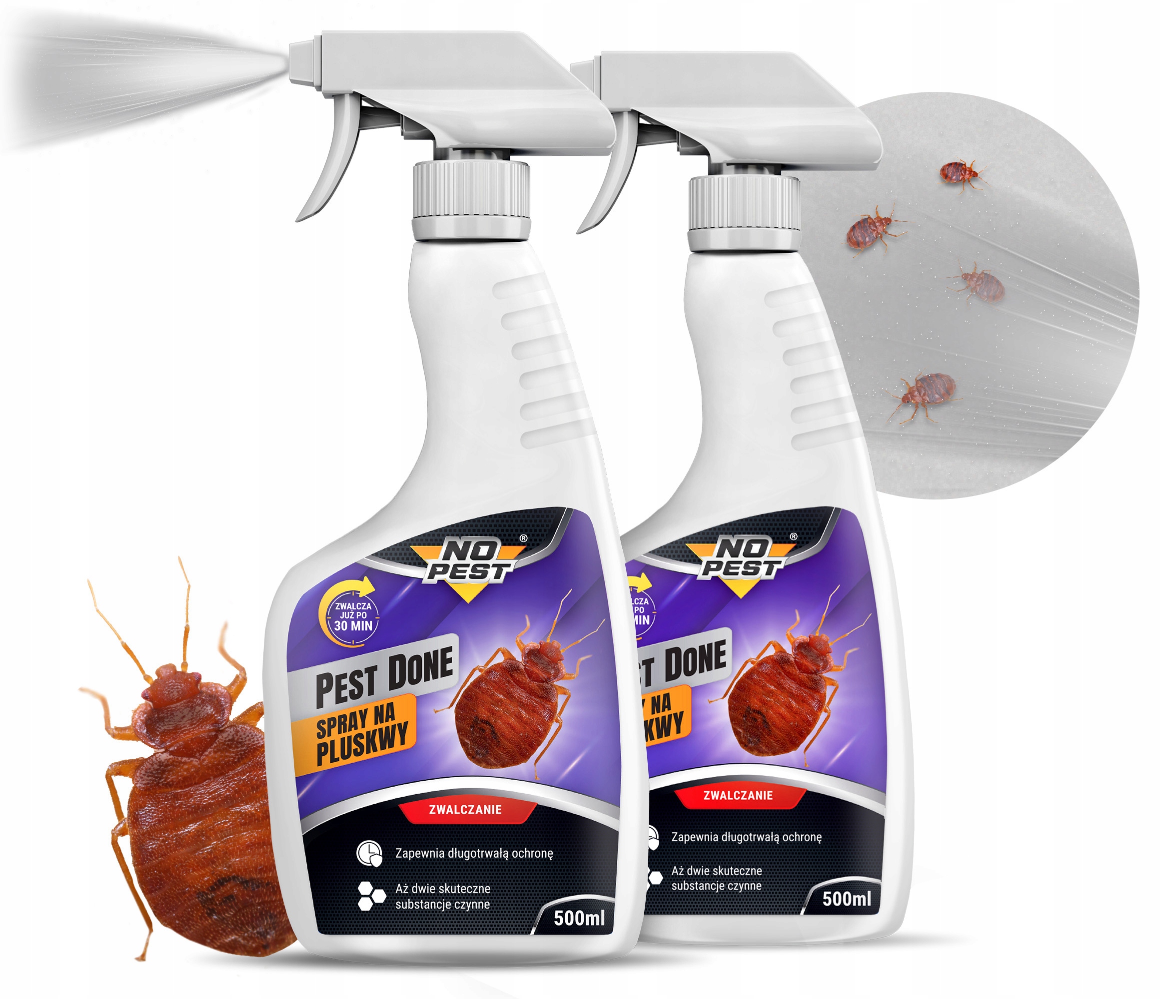 SPRAY ŚRODEK PREPARAT NA PLUSKWY DOMOWE MRÓWKI PCHŁY NO PEST 500ML (2 SZT)