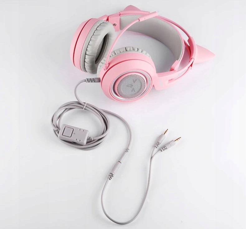 SŁUCHAWKI GAMINGOWE KOCIE USZY MIKROFON + PILOT Mikrofon tak