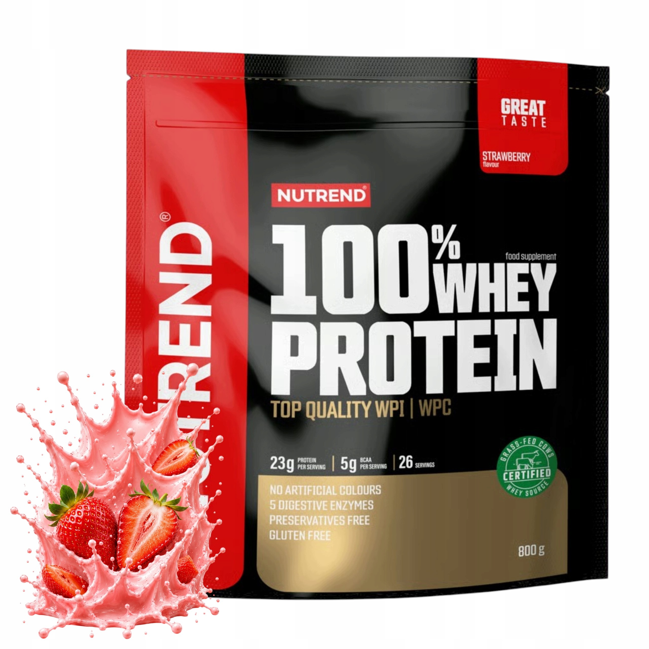 Protein Nutrend 100% Whey Protein Wpc Wpi 800g Jahoda Bcaa Mass Doplněk Stravy