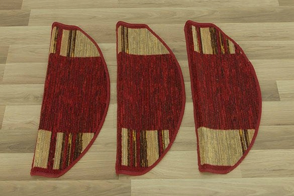 PÓŁOKRĄGŁE PODGUMOWANE NAKŁADKI NA SCHODY BORDO Materiał tkanina