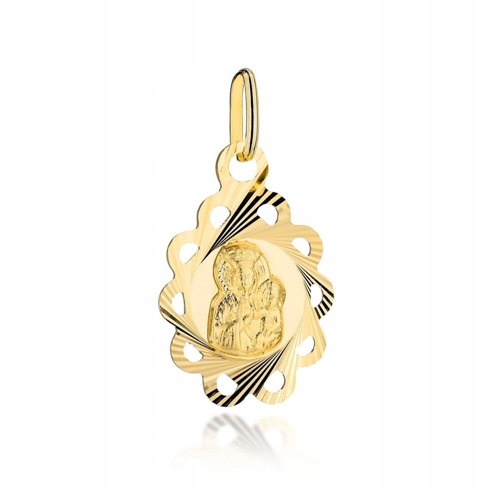 Zlatý Medailon 585 Matka Boží V Diamantovém Květu, Přívěsek Svaté Přijímání