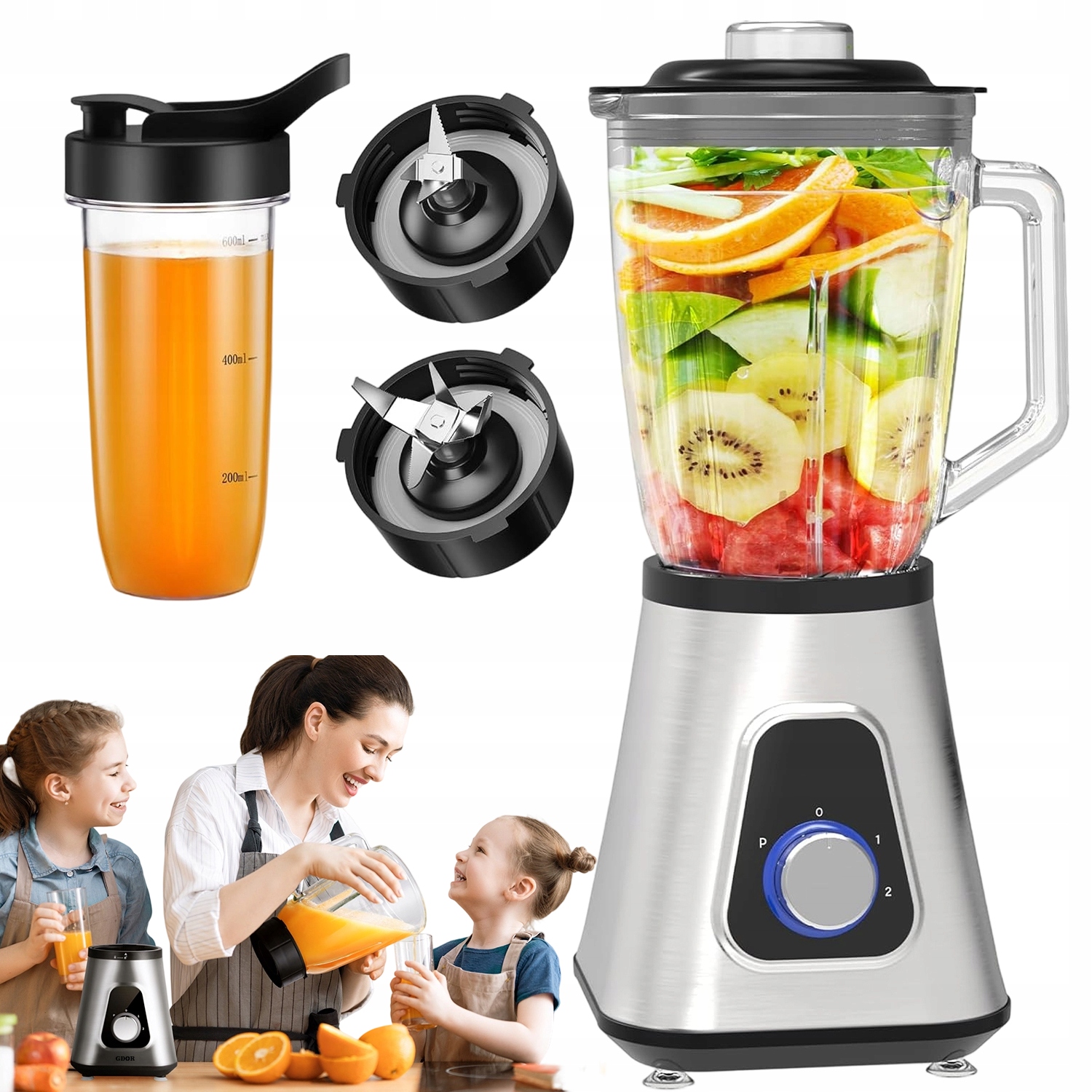 Elektrický Mixér 1300 W 1.5 L 3 Nastavení Rychlosti Jemně Drtí