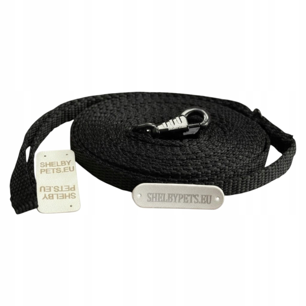 Levně Vodítko pro malého psa 10M 10MM černá, lehká, pevná, látková ShelbyPets