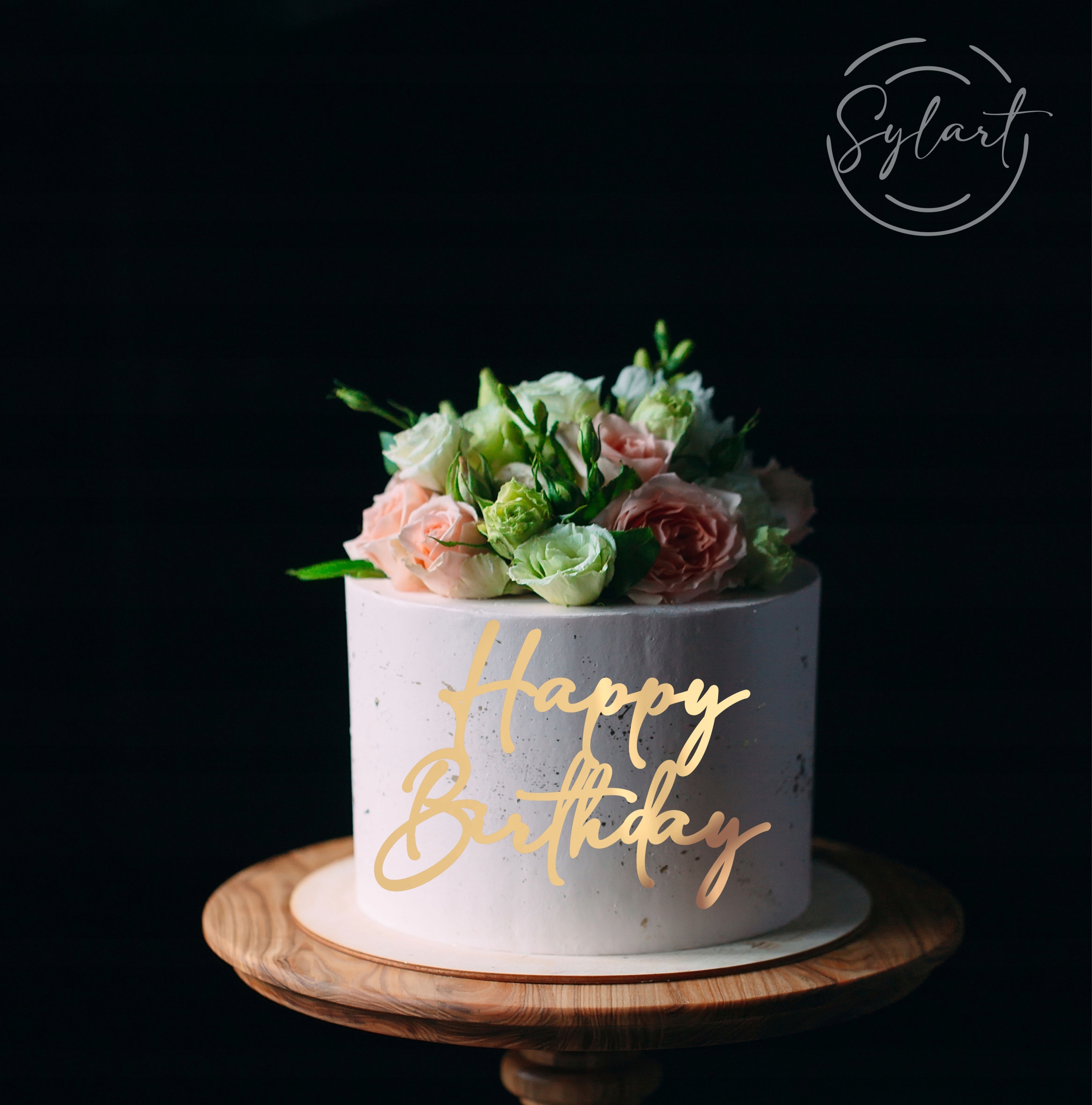 

Topper Na Bok Tortu Happy Birthday Lustro Złoty