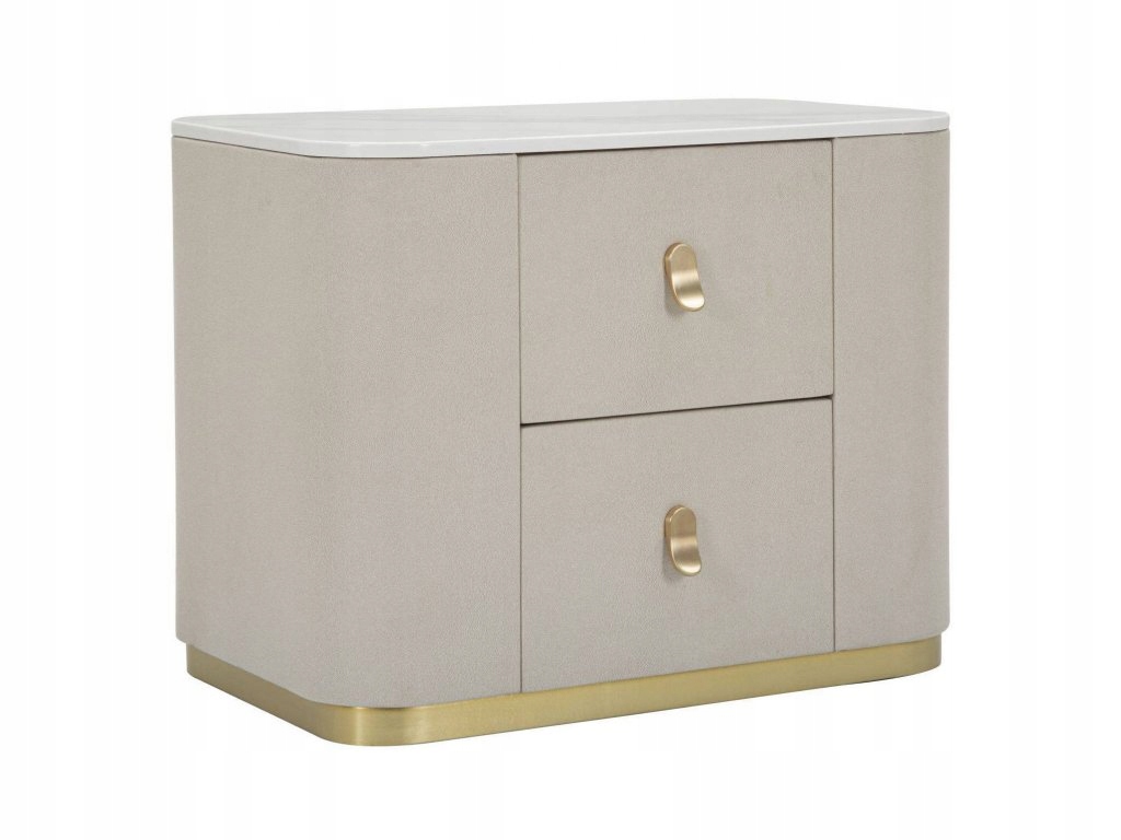 Nočný stolík so zásuvkami a zlatým detailom, 60 x 40 x 47 cm