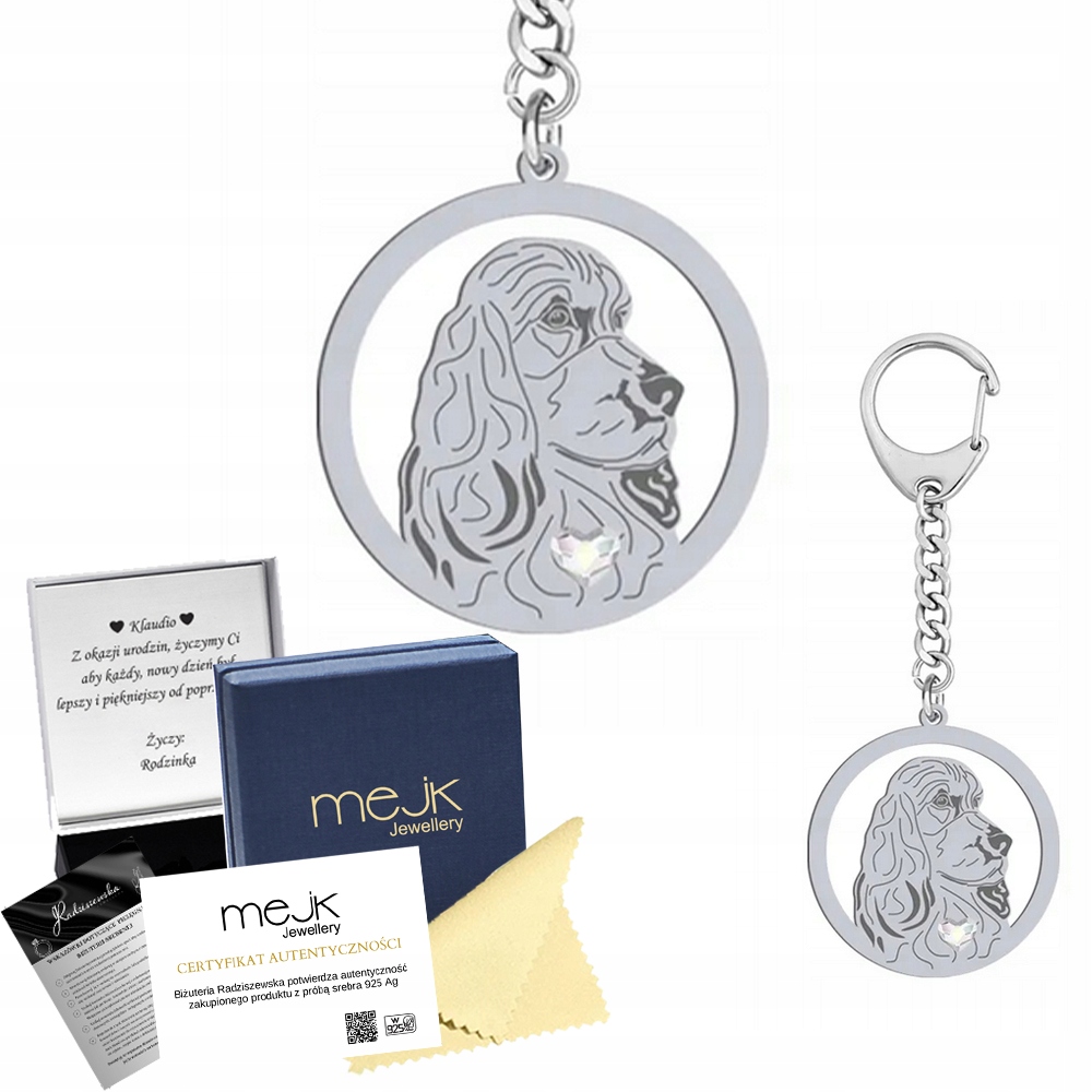 Přívěsek Na Klíče na klíče Stříbrný kokršpaněl, anglický 925 Dárek Gravírování Bonus