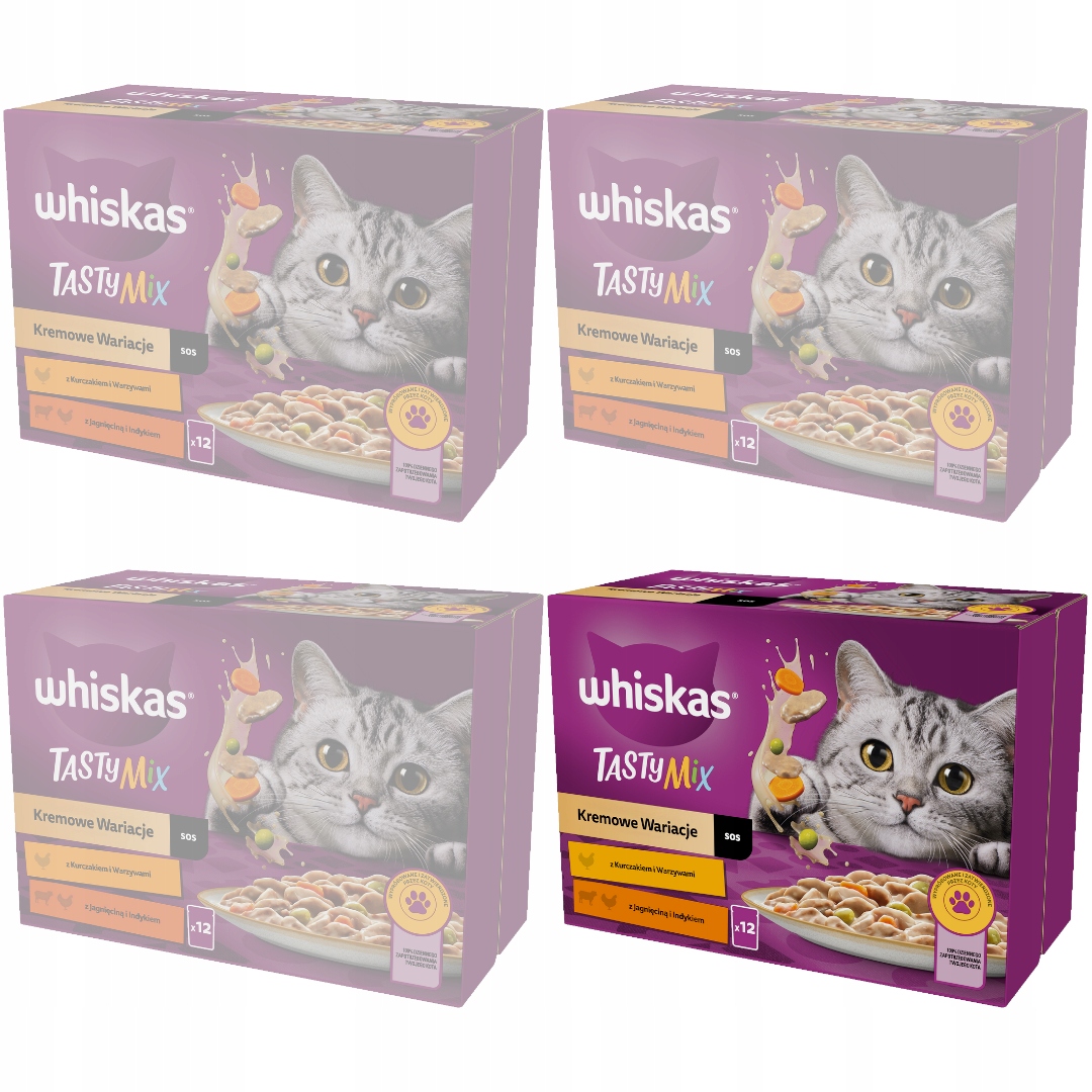 Levně Whiskas Dospělé Chutné MIX Vlhké Krmivo V Omáčce 48x85g