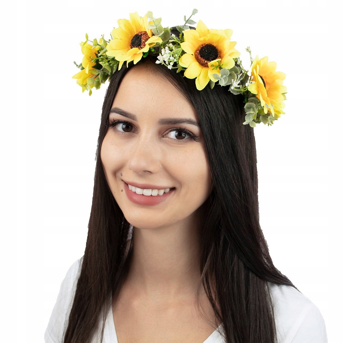 

Wianek do włosów na ślub Boho żółty Słoneczniki