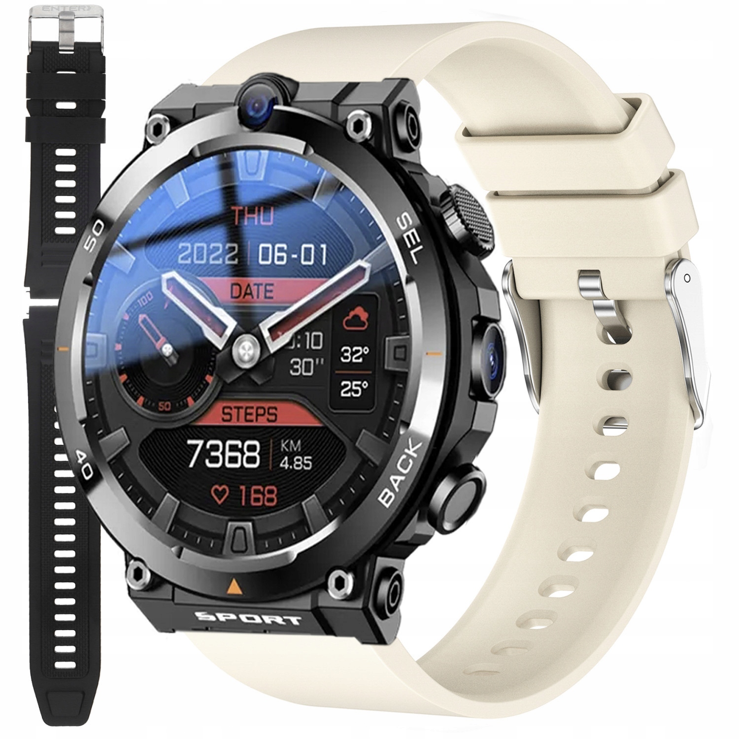 Chytré Hodinky Enter AiWatch Google Play polské menu béžový pásek