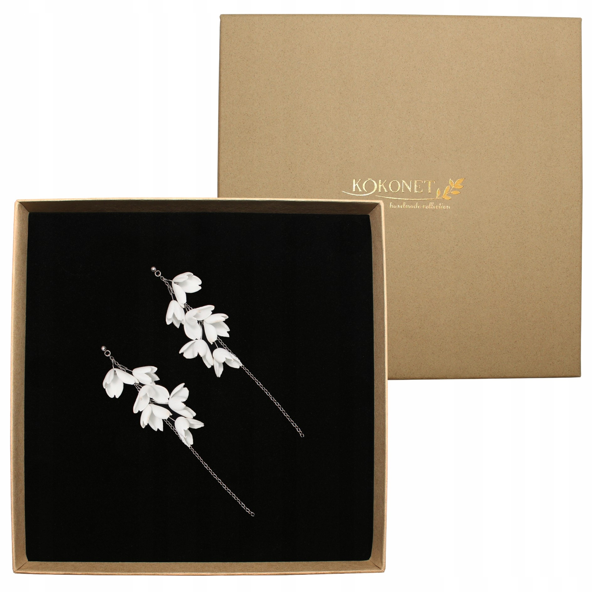 Stříbrné náušnice s kvítky, Svatební, ruční výroba, elegantní krabička