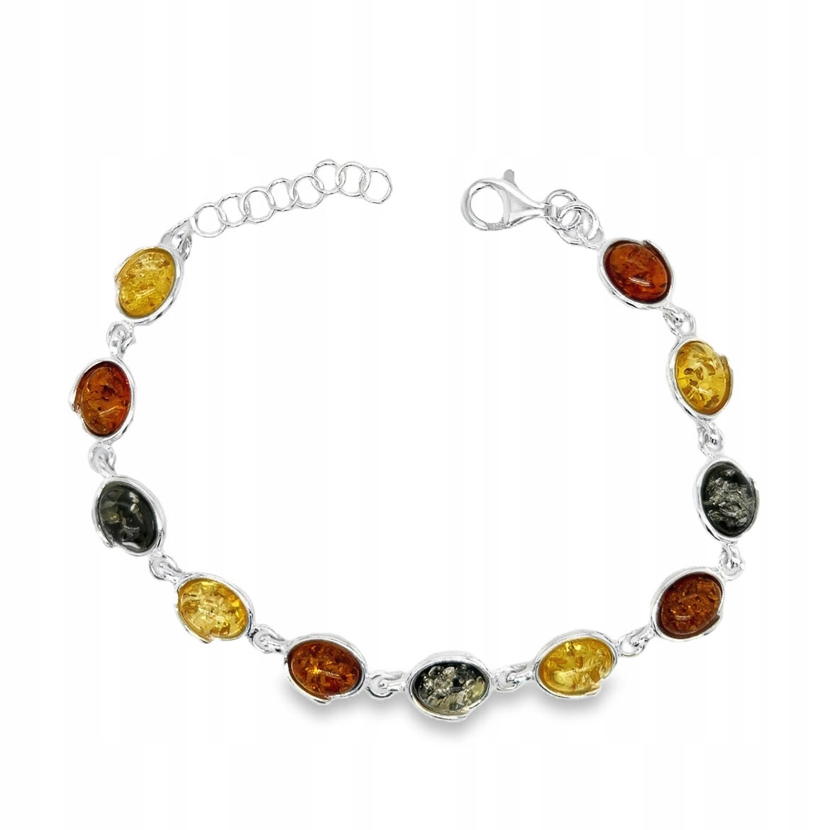 Stříbrný náramek s jantarem Ovál barevný Film Stříbro 925
