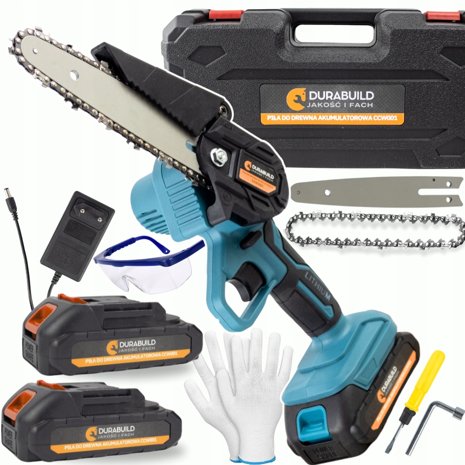 Mini Piła Łańcuchowa Akumulatorowa Do Gałęzi 6" 8" Ogrodowa Pilarka Zestaw