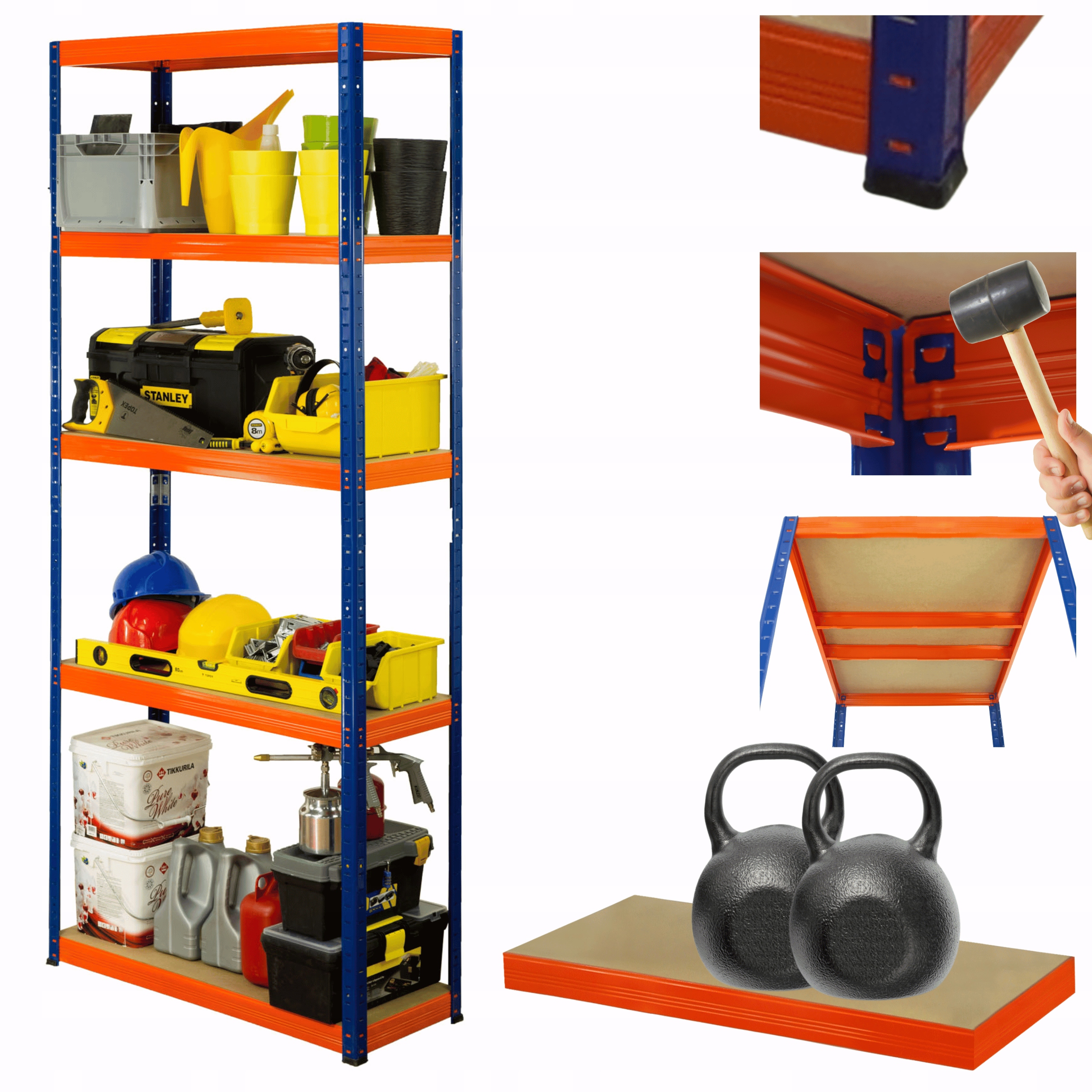 Kovový skladový regál Helios 180x90x40 cm 5Px275 kg, odolný