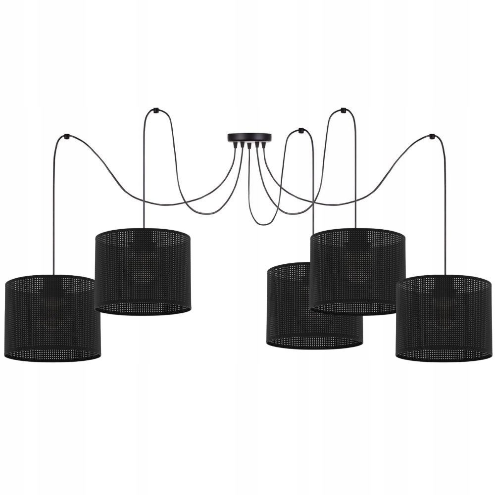 Závesná Lampa Luster Pavúk Tienidlo S Dierkami Čierna Led Lampa 5 Bodov