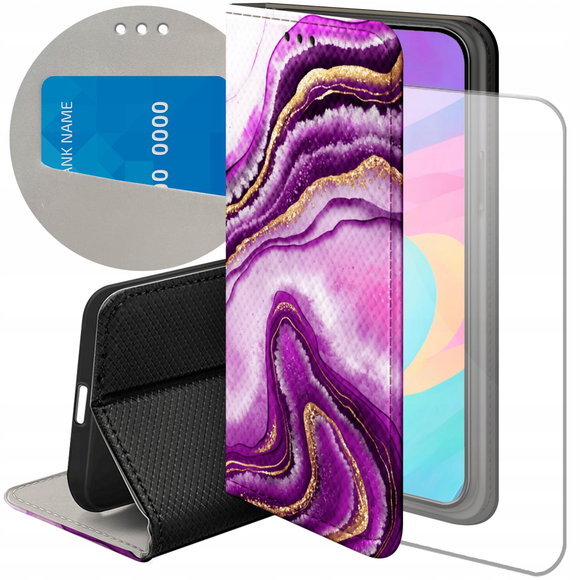 Etui Do Huawei P8 P9 Lite 2017 Różowy Marmur Purpura Róż +szkło