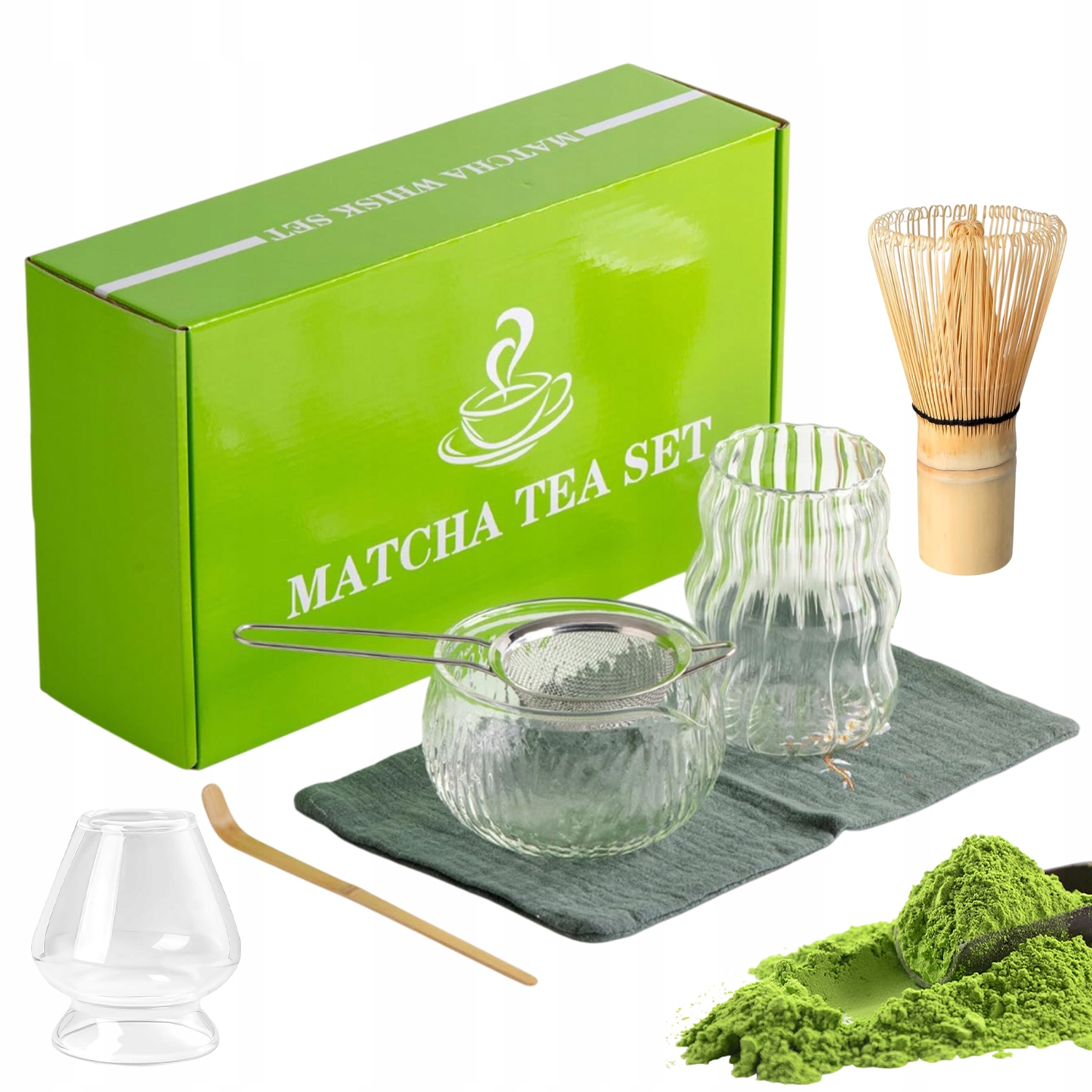 Levně Bambusový Dárková Sada Na Čaj Matchy Chashaku Šlehací Metla Lžíce 7X