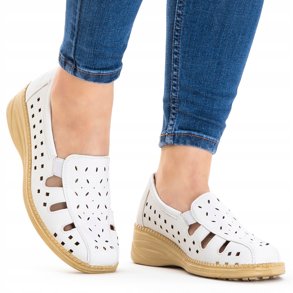 Polobotky vč. kůže pohodlné Širší lehké Prolamované mokasíny Wojtyłko 37