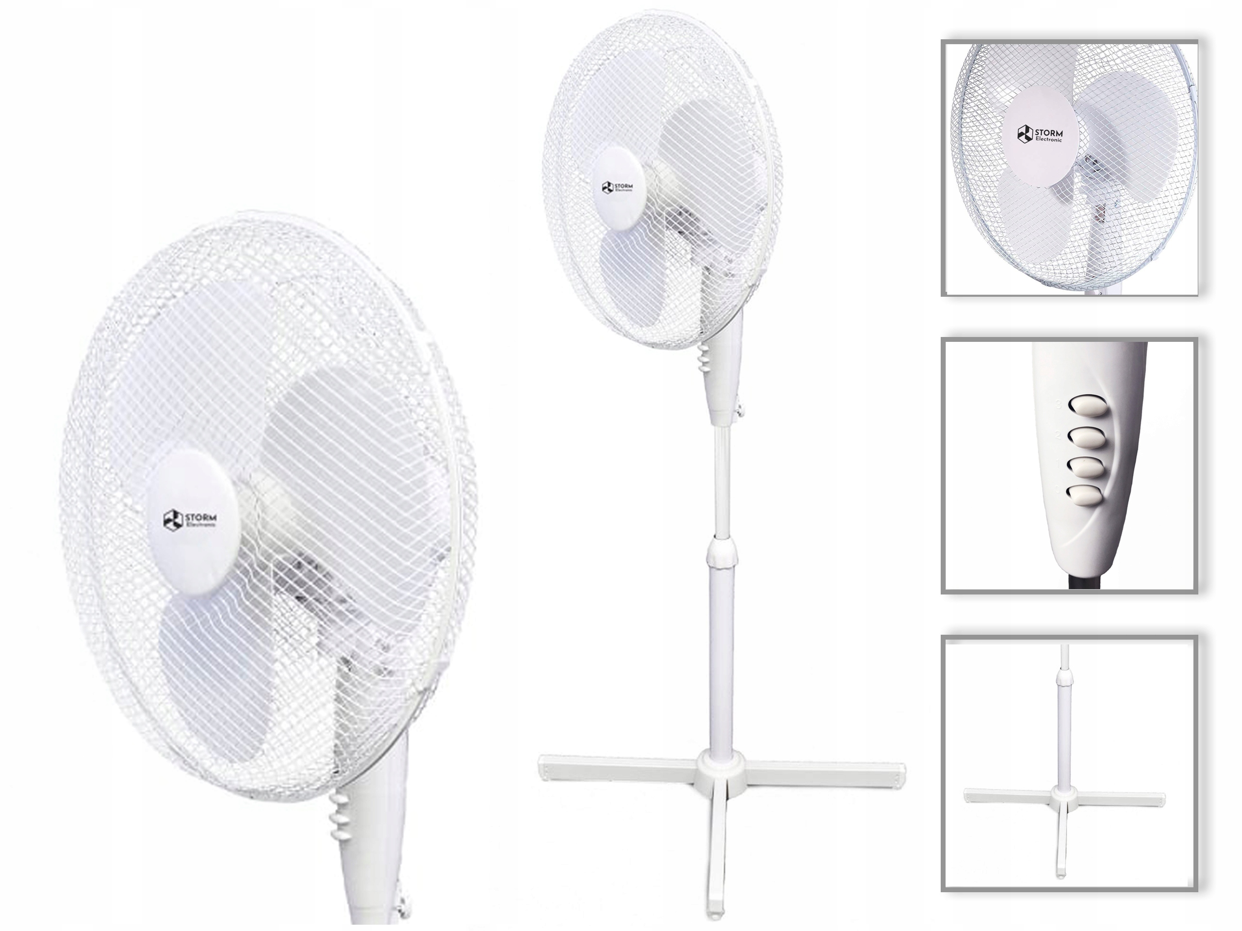 STORM Wentylator podłogowy WIATRAK STOJĄCY DOMOWY biały Zasilanie sieciowe