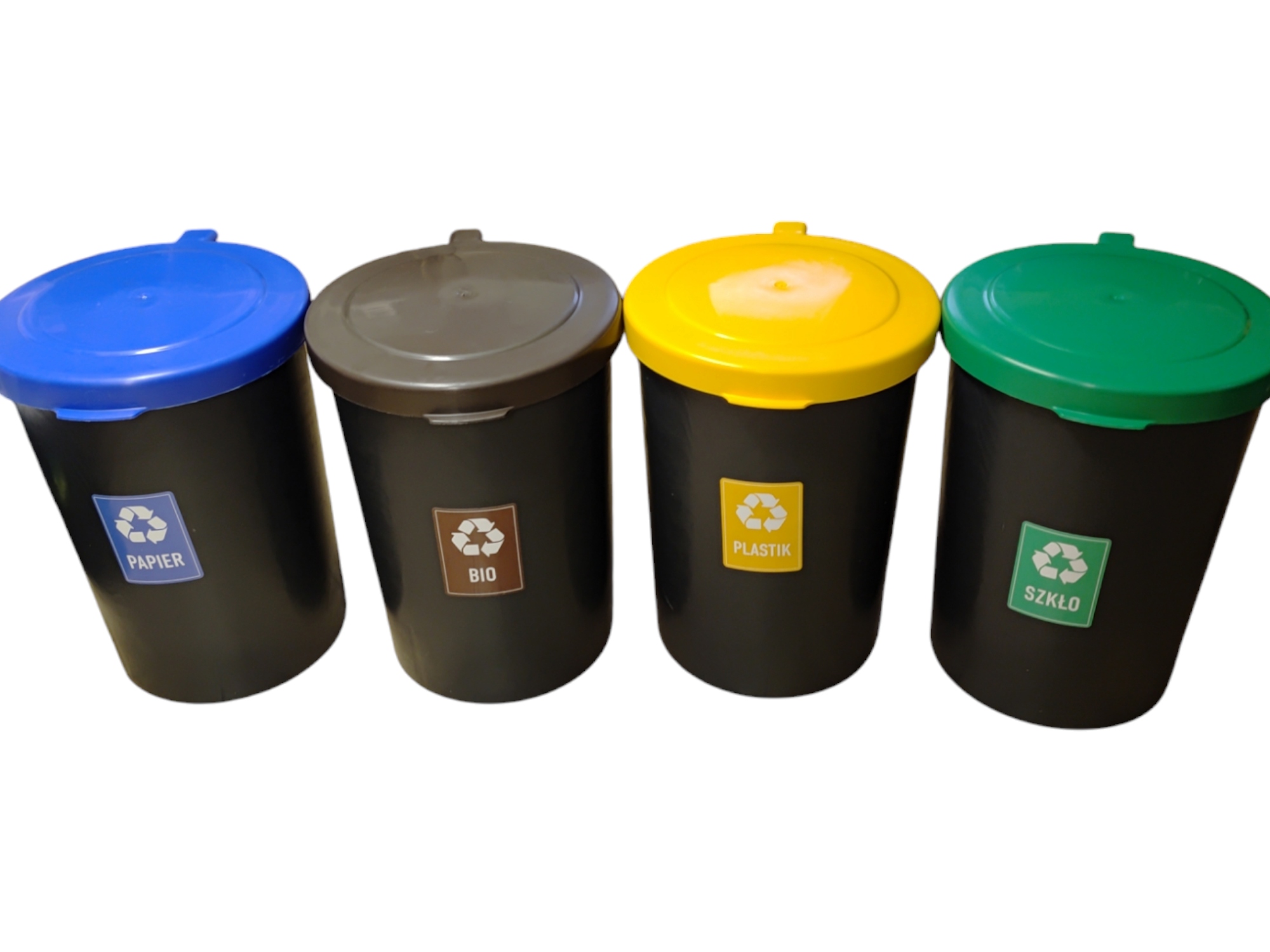 4 Kusy okrúhly kôš 55L Plastový Kôš Na Triedenie Odpadu 55L