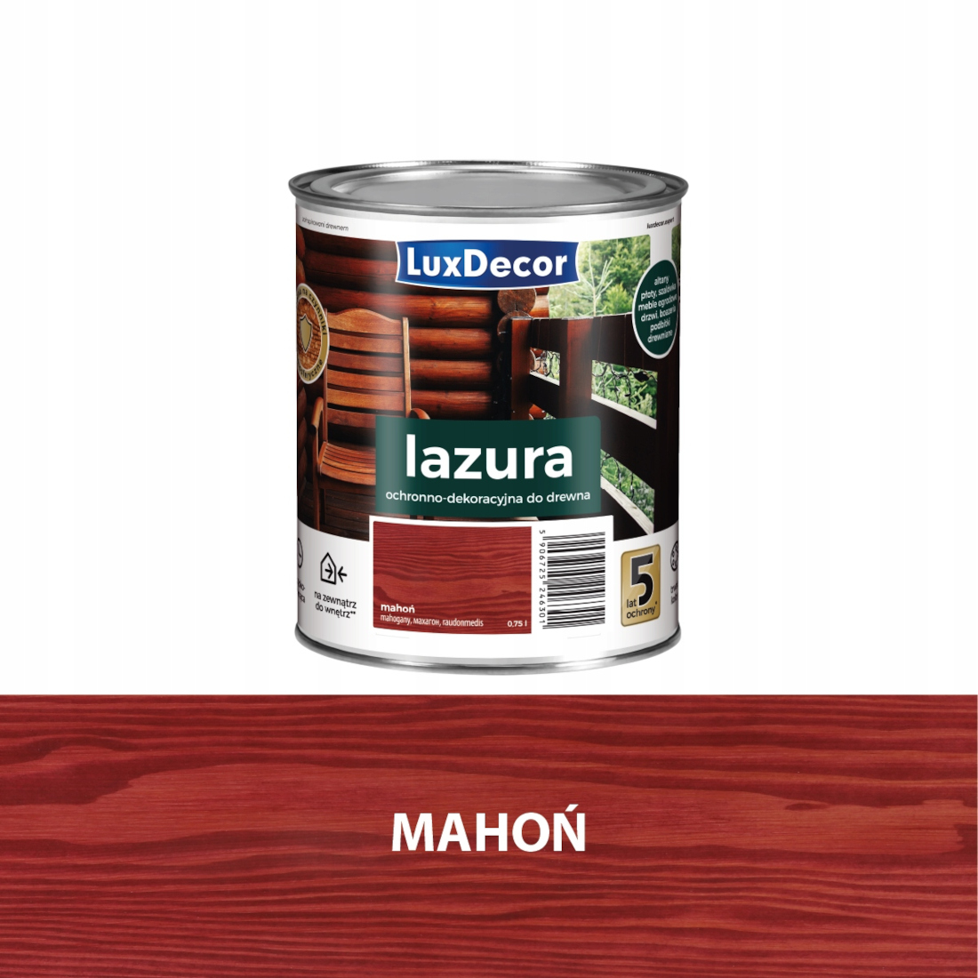Luxdecor Ochranná A Dekorativní Lazura Na Dřevo 4,5 L Mahagonová