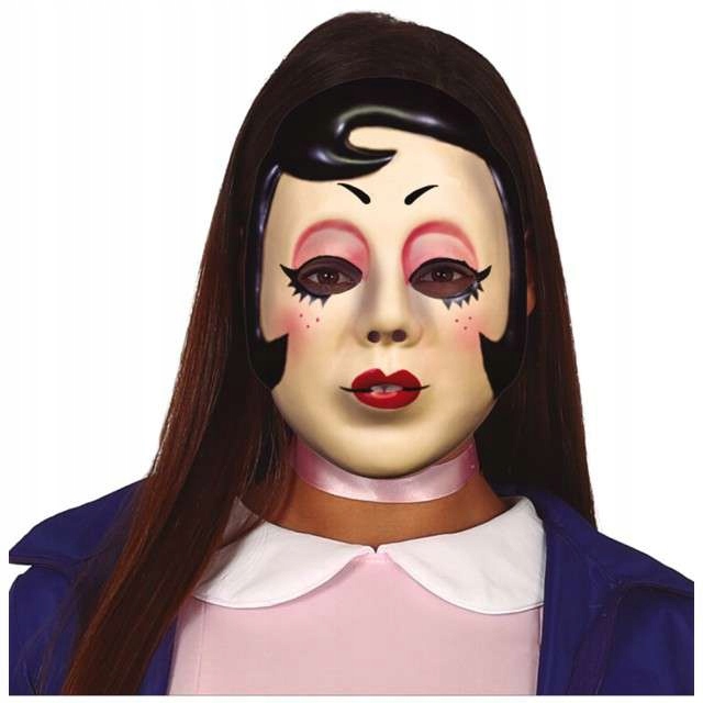 MASKA dziewczyna PIN UP plastik HELLOWEEN zła mina