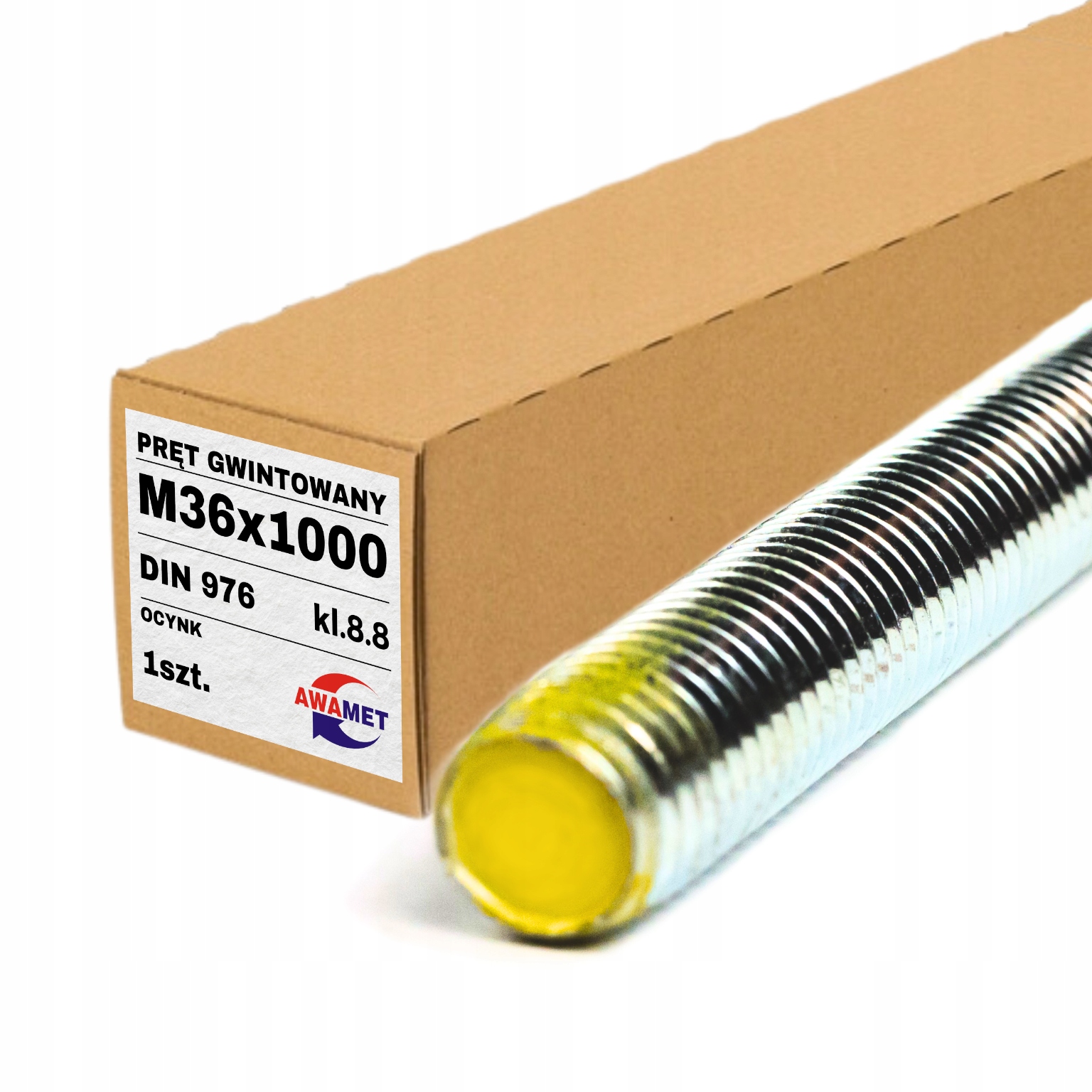Pręt Szpilka Gwintowany M36x1000 Ocynk 8.8 1szt. Din 976