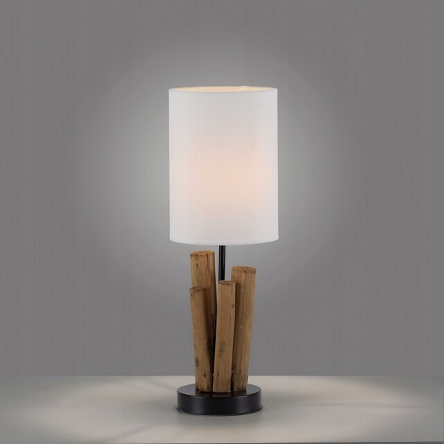 Outlet; Lampa Stołowa Just Light Drewno Naturalne Vintage E14