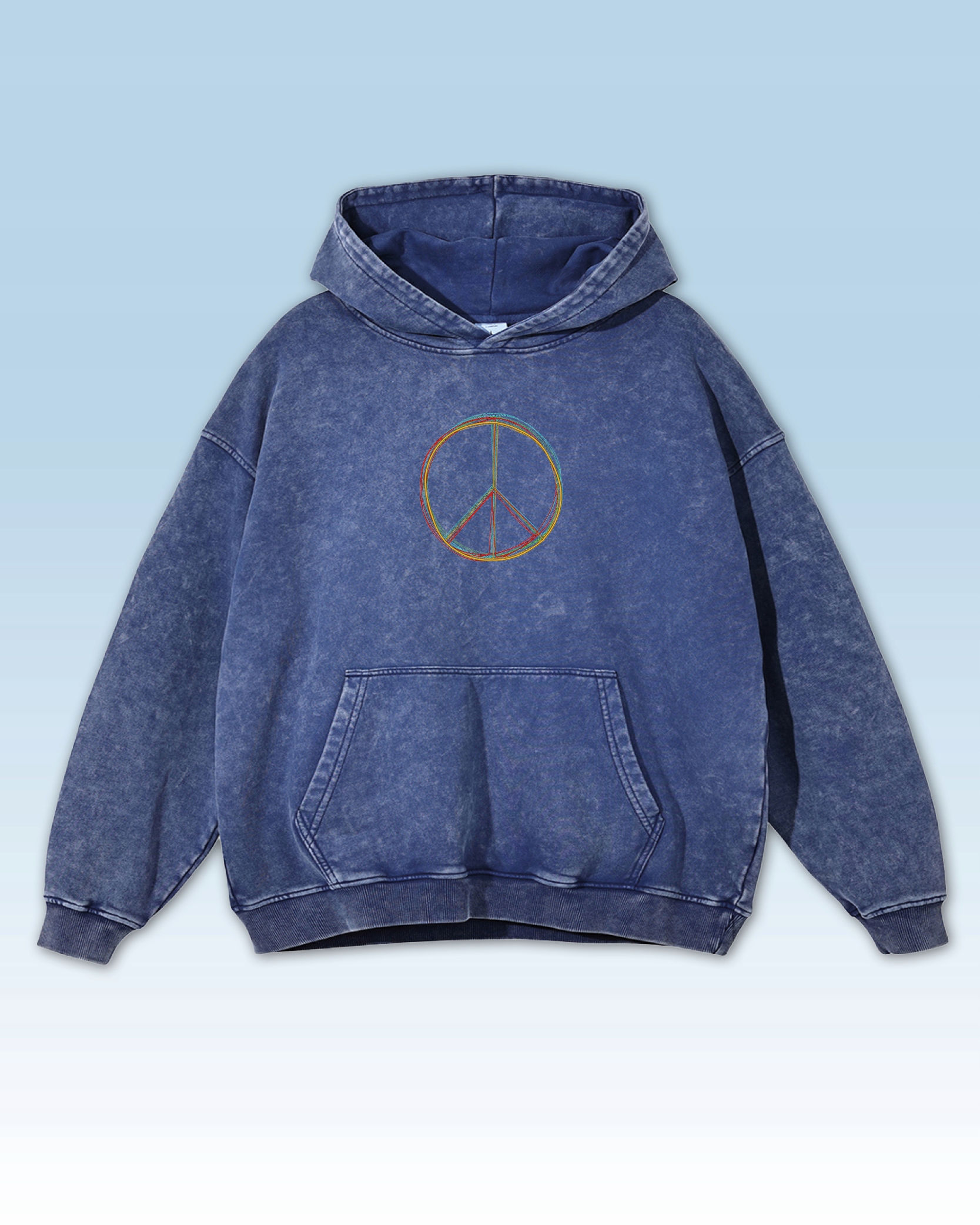 Mikina Symbol pokoje Výšivka Oversiz Peace Sign Pokoj Láska Znamení Modrá XXL