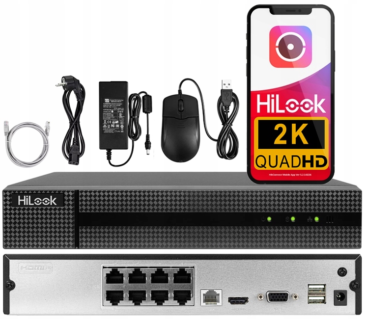 Záznamník HiLook Ip 8xPoE Nvr 8 kanálů Poe 2K 6Mpx Aplikace Hikvision