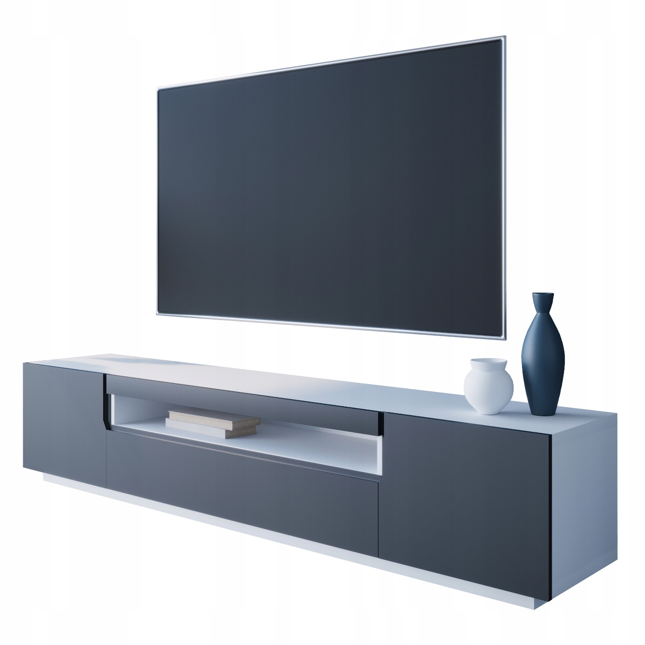 Szafka komoda RTV DONE 200 Biały / Czarny