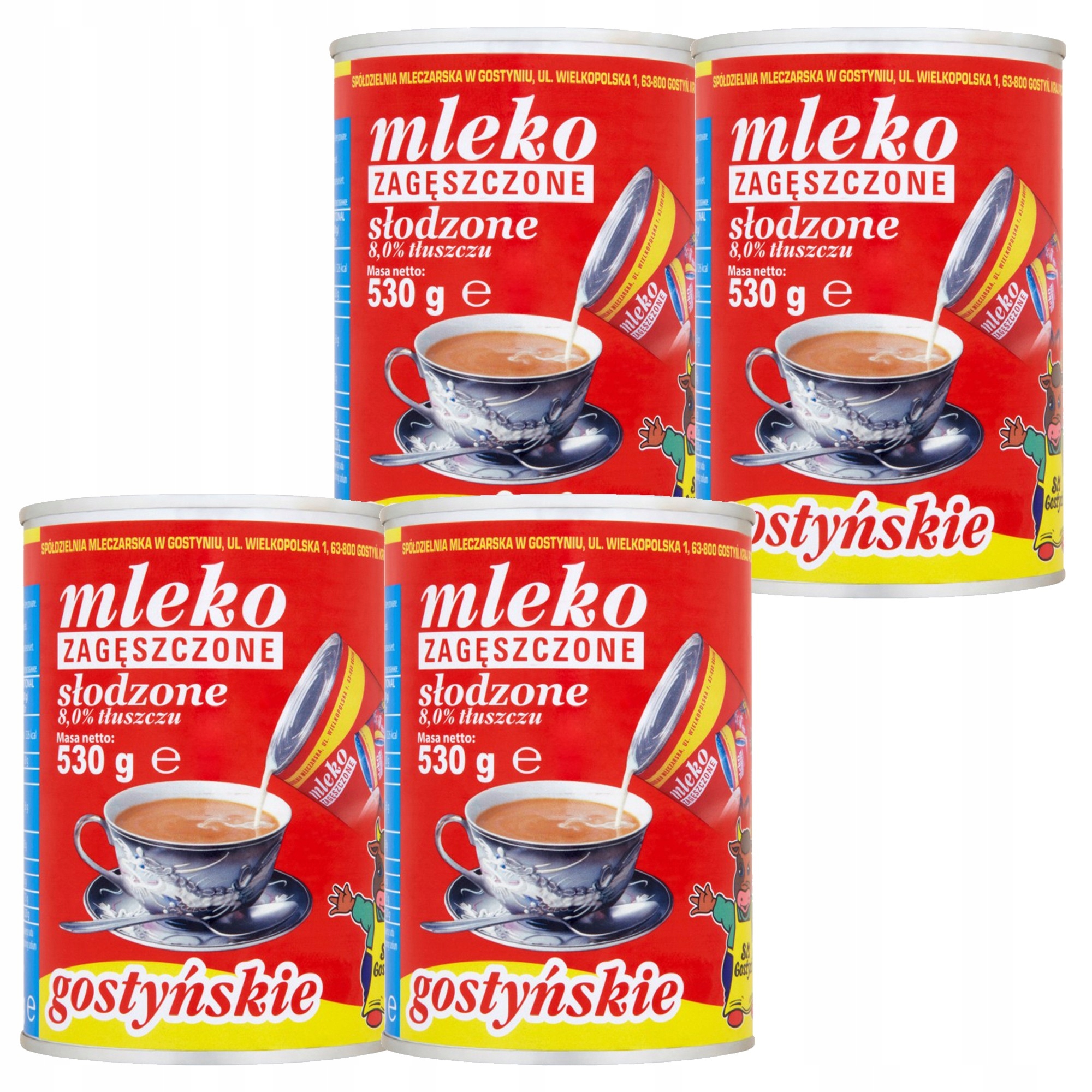 Levně Sm Gostyń Gostyňské zahuštěné slazené mléko 8,0% 530 g x 4 kusy
